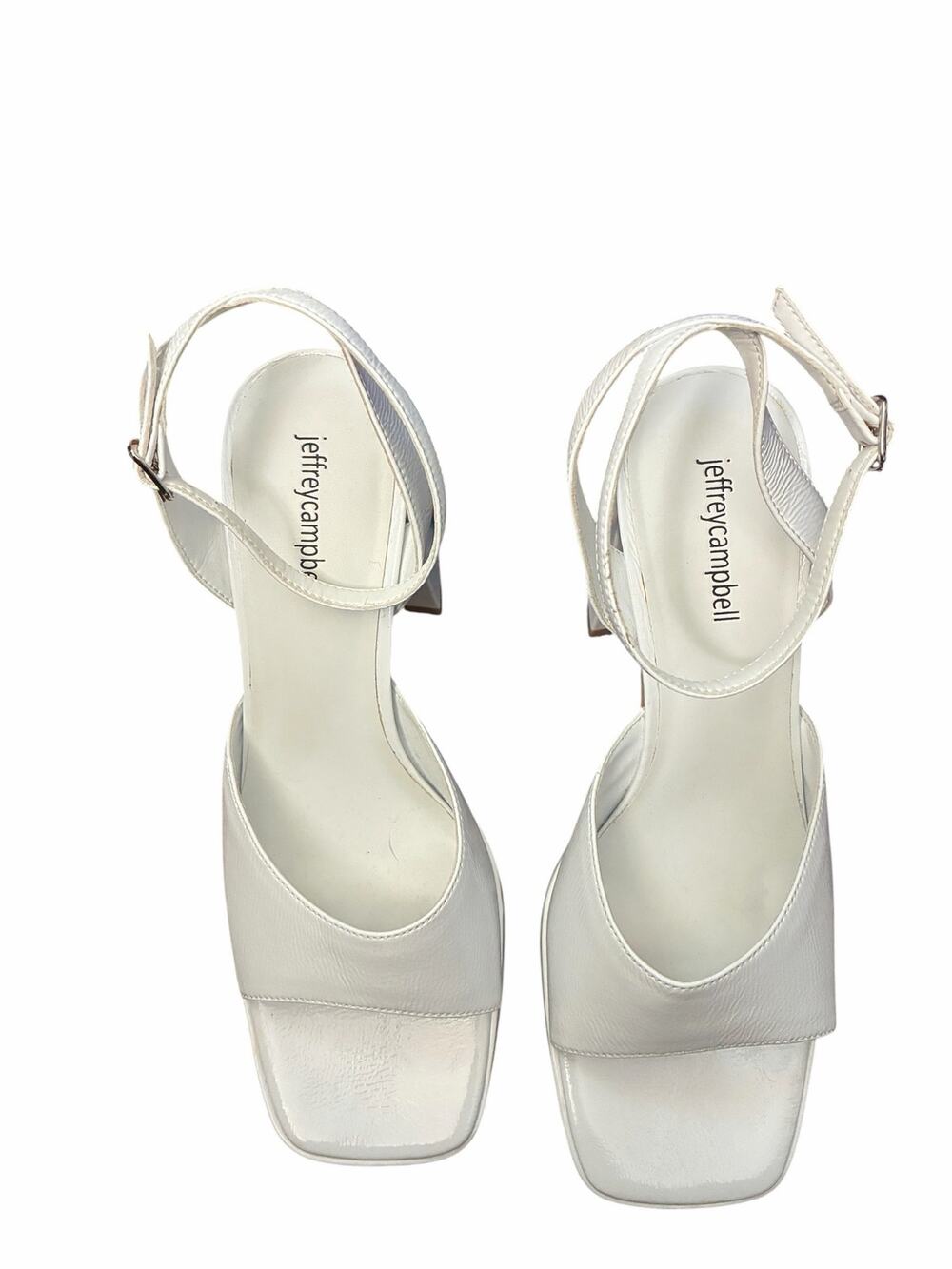 Jeffrey Campbell Amma Platform Chunky Block Heeled Sandals White Size 9